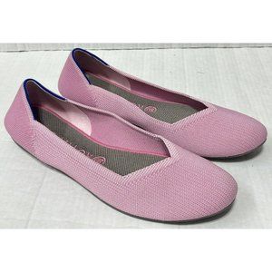 Rothy's Pink Flats with Blue Accents